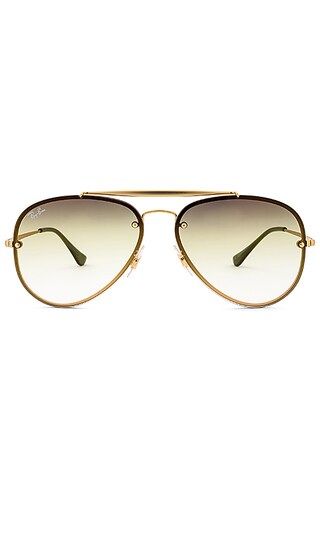 Ray-Ban Blaze Aviator in Demi Gloss Gold & Grey Green Gradient | Revolve Clothing (Global)