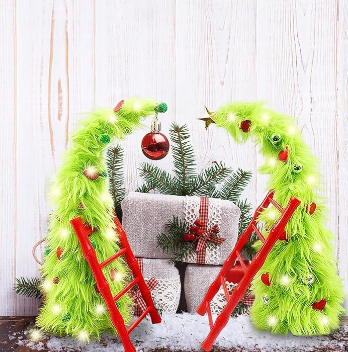 Tabletop Bendable Green-ch Christmas Tree 2PCS, 1Ft Small Whimsical Plush Christmas Tree with Lig... | Amazon (US)