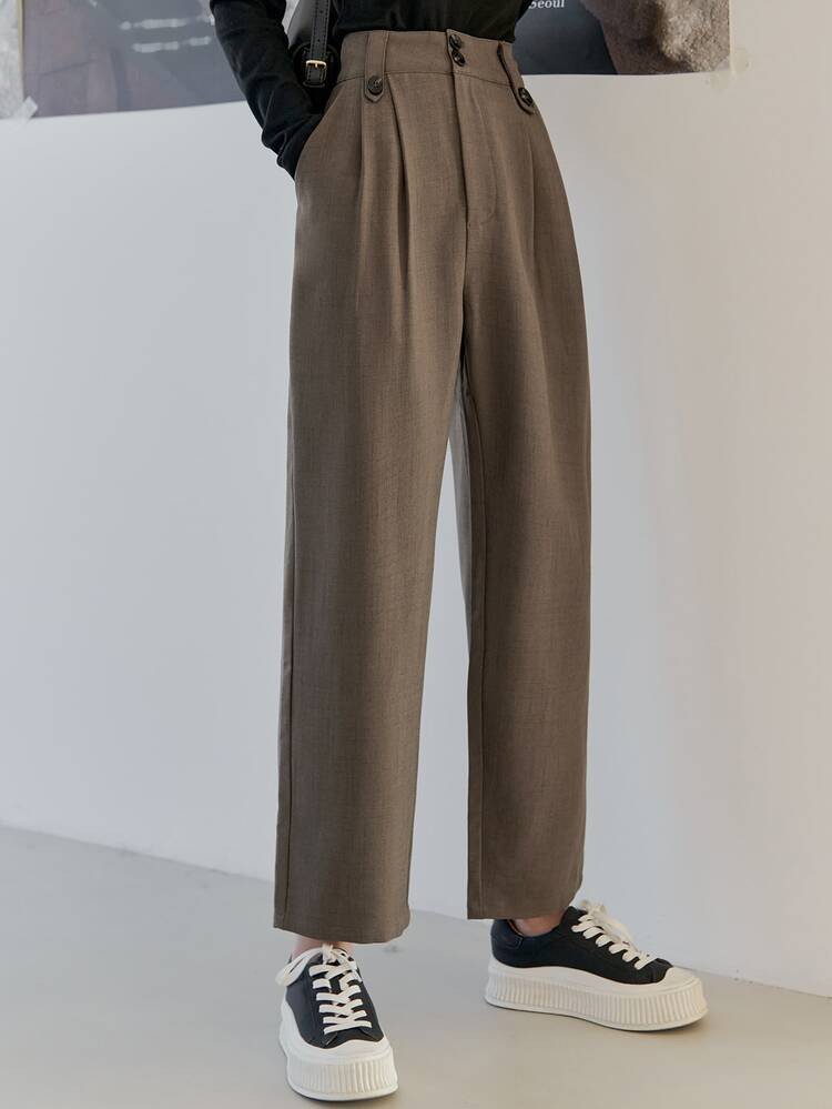 DAZY Plicated Detail Wide Leg Tailored Pants | SHEIN