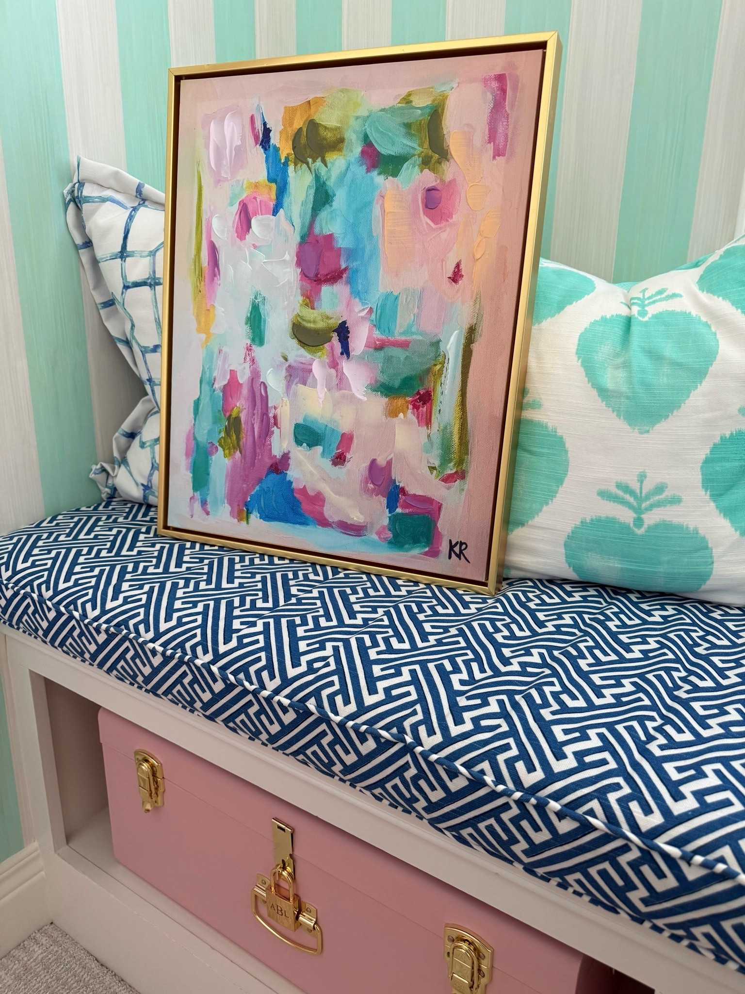 Canvas art 🖼️ designed by Katie Romeo is the perfect 🤩 piece! Now available in 24x36 💗💚🩵💙!!! 

Instant JOY!

#LTKdayinmylife #LTKHome