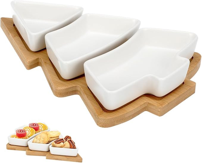 Cabilock Christmas Tree Platter Ceramic Serving Tray Porcelain Removable Snack Dishes Cookie Plat... | Amazon (US)