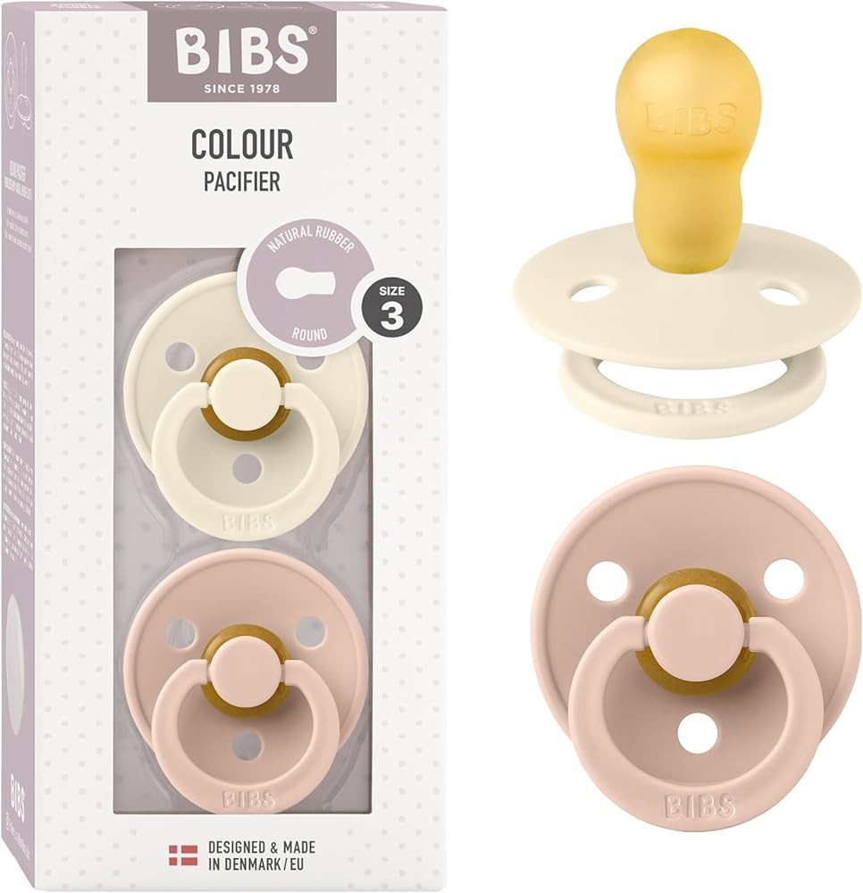 Bibs Pacifiers Color Collection, Set of 2 BPA-Free Latex Pacifiers Made in Europe, Round Nipple B... | Amazon (US)