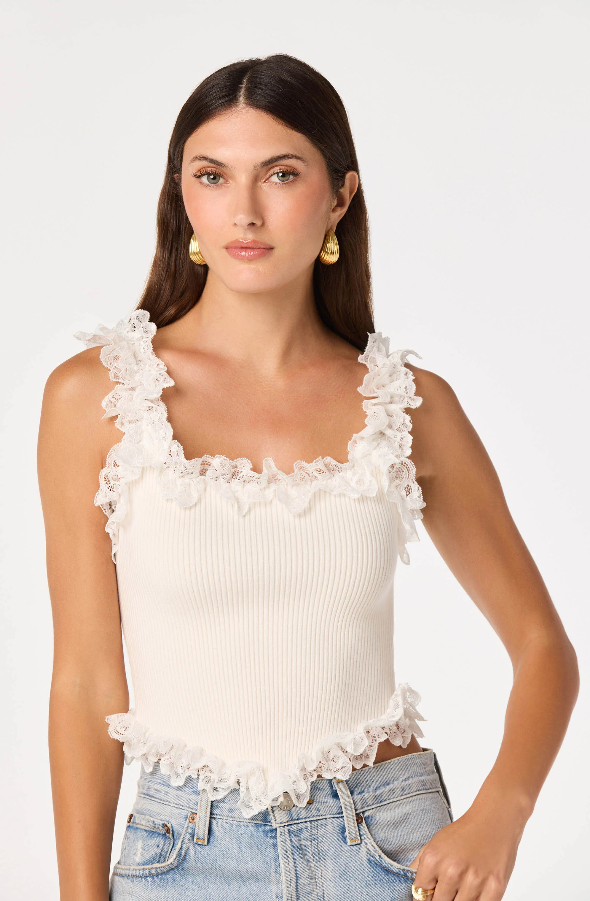 Amity Lace Trim Ribbed Crop Top | ASTR The Label (US)