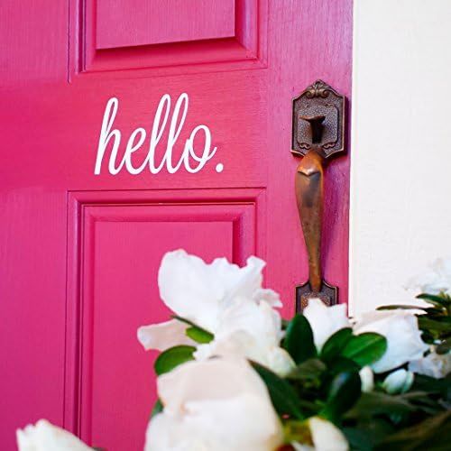 Front Door Vinyl Decal Cursive Handwriting Wall Art Décor Sticker Lettering Removable (Hello 7" ... | Amazon (US)