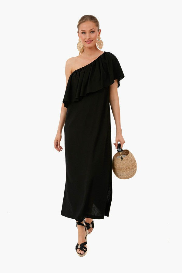 Black Florencia One Shoulder Dress | Tuckernuck (US)