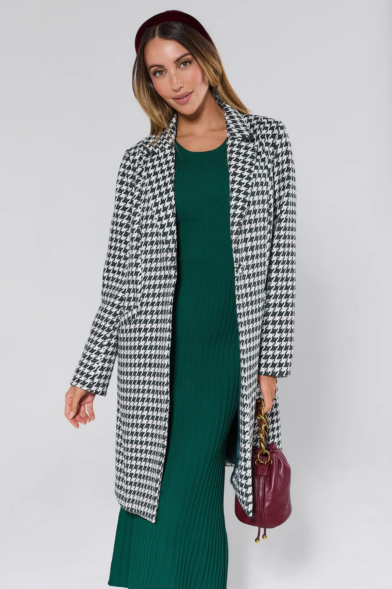Jonah Green Houndstooth Coat | Avara