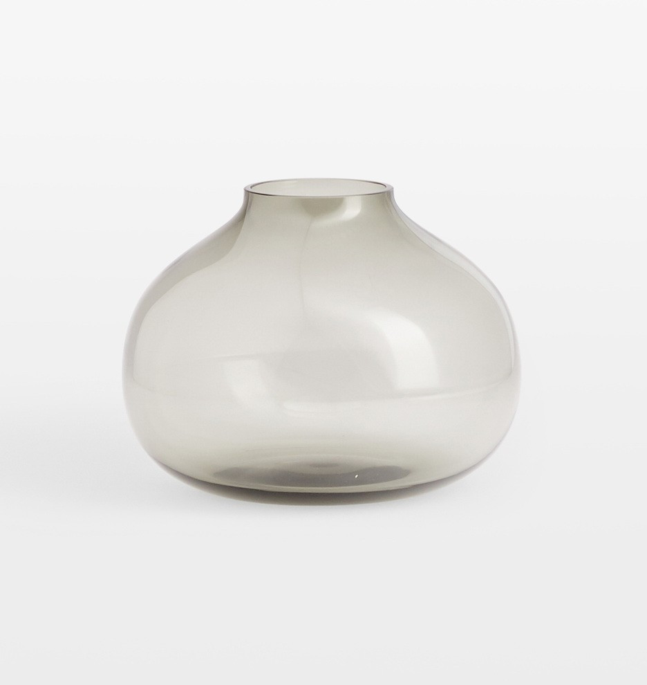 Audrey Small Low Round Smoke Glass Vase
 | Rejuvenation | Rejuvenation