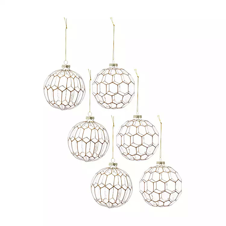 Gold Geometric Glass Ornaments, Set of 6 | Kirkland's Home