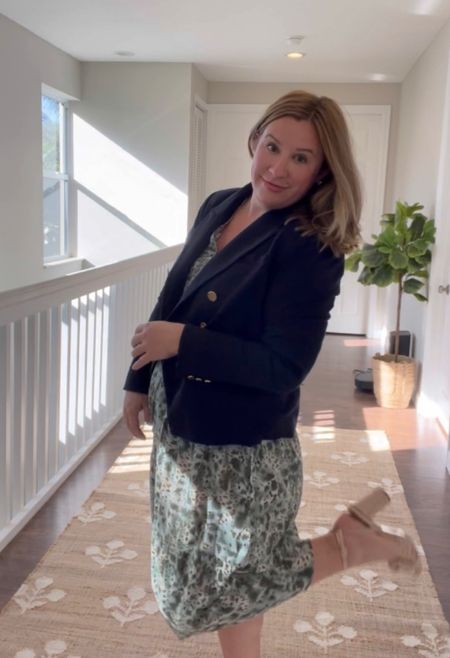 Same dress, three ways. I love a patterned dress and this blazer is the perfect way to dress it up for work or dinner. These heels are so versatile too - from weddings to work to date night. Love love love! 

#LTKworkwear #LTKHoliday #LTKunder100