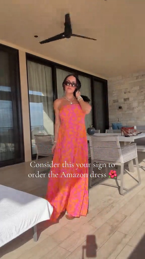 Babes… this dress had me feeling like I should’ve arrived to breakfast by yacht instead of golf cart 😂🌴

The colors are SO good for summer, the fit is effortless, and it’s one of those throw-on dresses that instantly makes you look put together with minimal effort. Amazon has been way too dangerous lately 👏🏼

Wearing a size small

5’2” • 130 lbs • 25” waist • 34DD

#PetiteFashion #Over40Style #VacationStyle #AmazonFashion #ResortWear