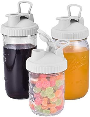 Canning Jar Lids Wide Mouth - Grey Mason Jar Spout Lids Flip Cap with Handle, Leakproof Airtight ... | Amazon (US)