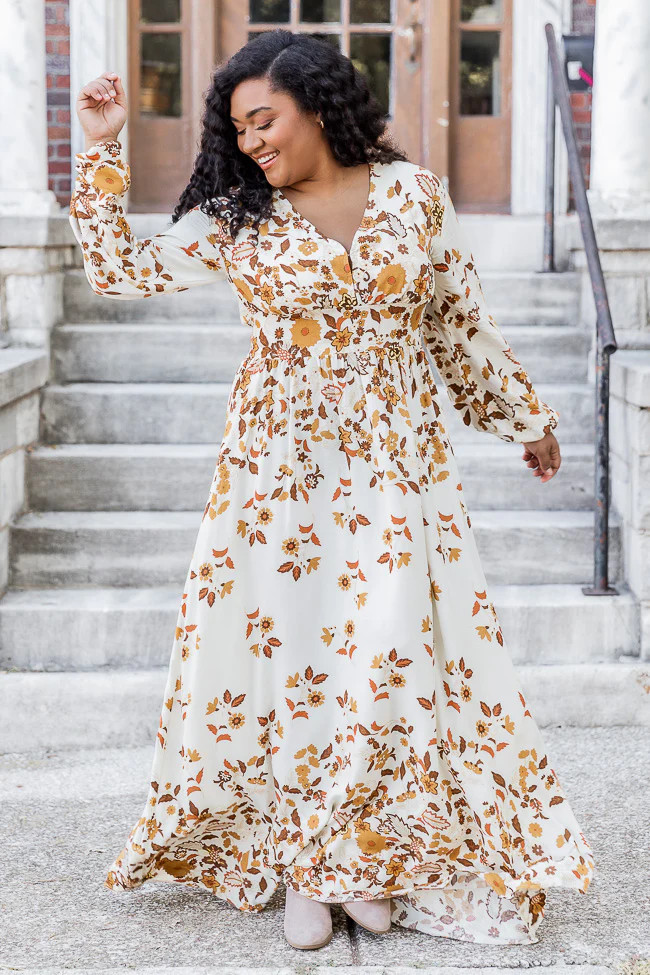 More Days Like This Brown Leaf Print Maxi Dress | Pink Lily