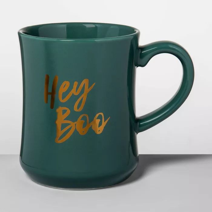 15oz Stoneware Hey Boo Diner Mug Green - Opalhouse™ | Target