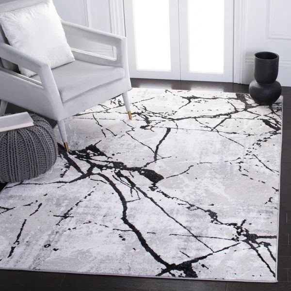 Metzger Abstract Gray/Black Area Rug | Wayfair North America