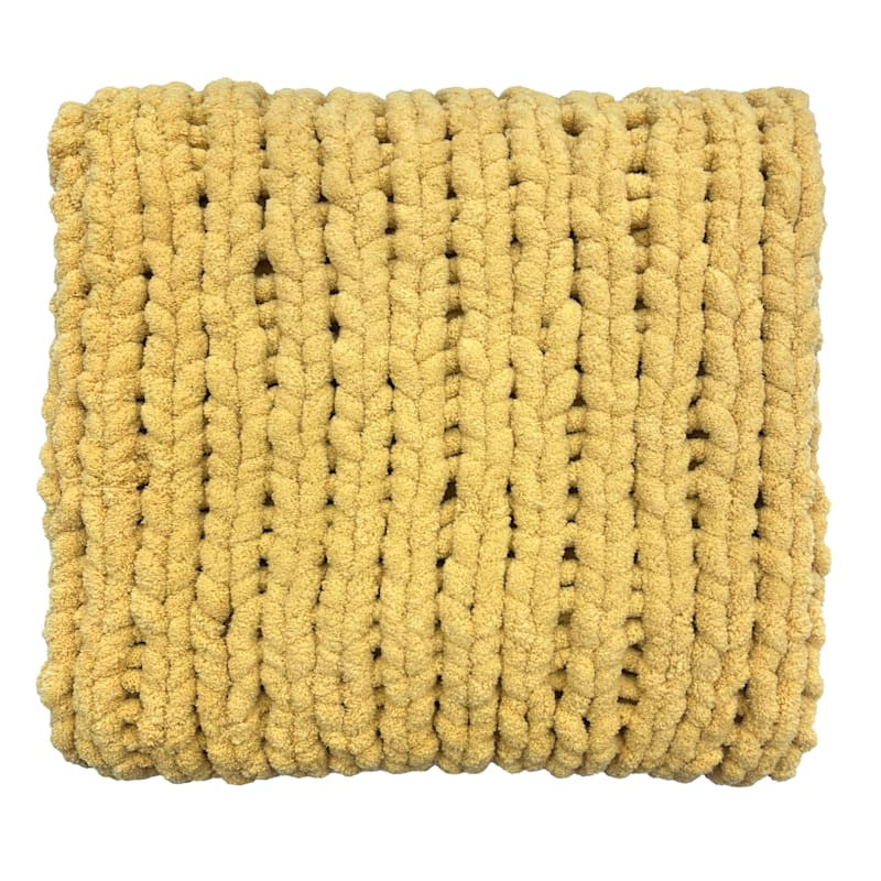 Yellow Chunky Knit Throw Blanket, 50x60 | At Home