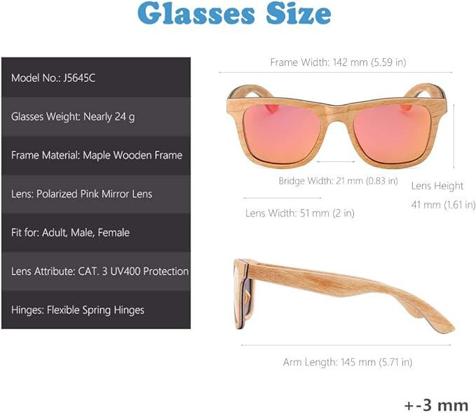 Polarized Wood Sunglasses Men, Wooden Bamboo Sunglasses for Women | Amazon (US)