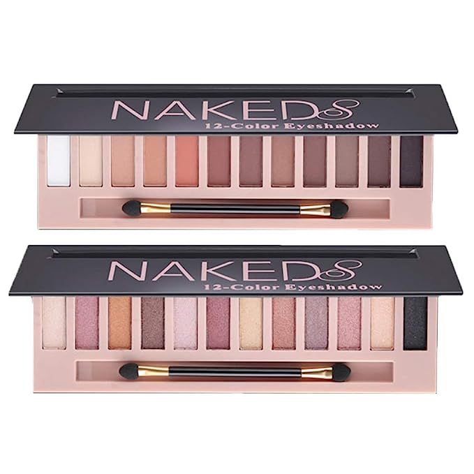2 Pack 12 Colors Makeup Naked Eyeshadow Palette Natural Nude Matte Shimmer Glitter Pigment Eye Sh... | Amazon (US)