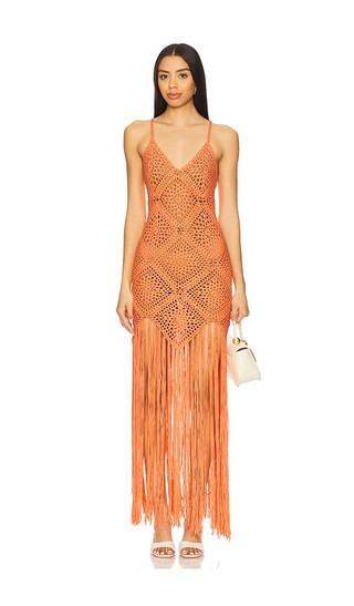 Line & Dot Wandering Crochet Dress in Coral. - size M | Revolve Clothing (Global)