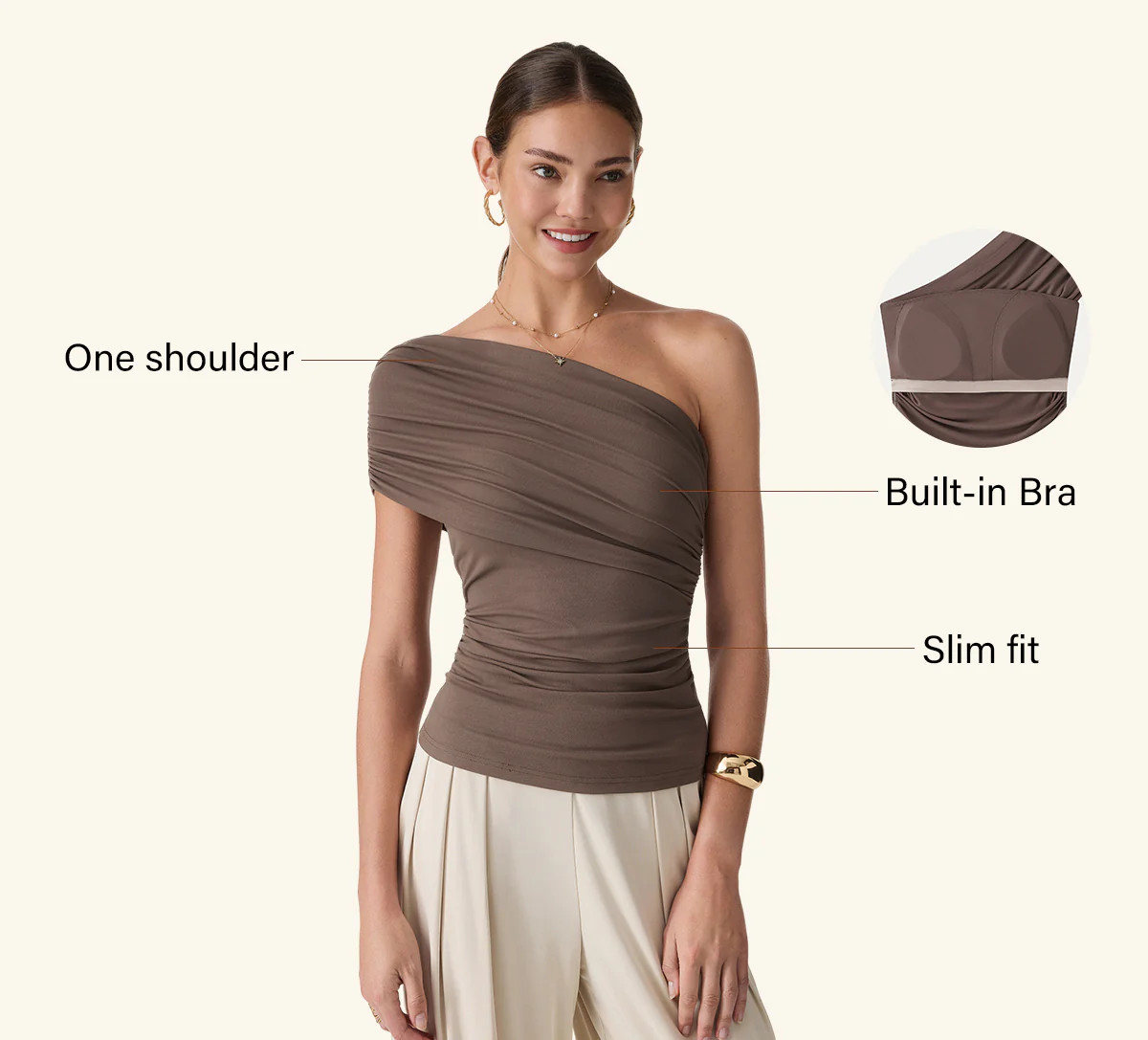 One Shoulder Gathered Bra Top | OGLmove