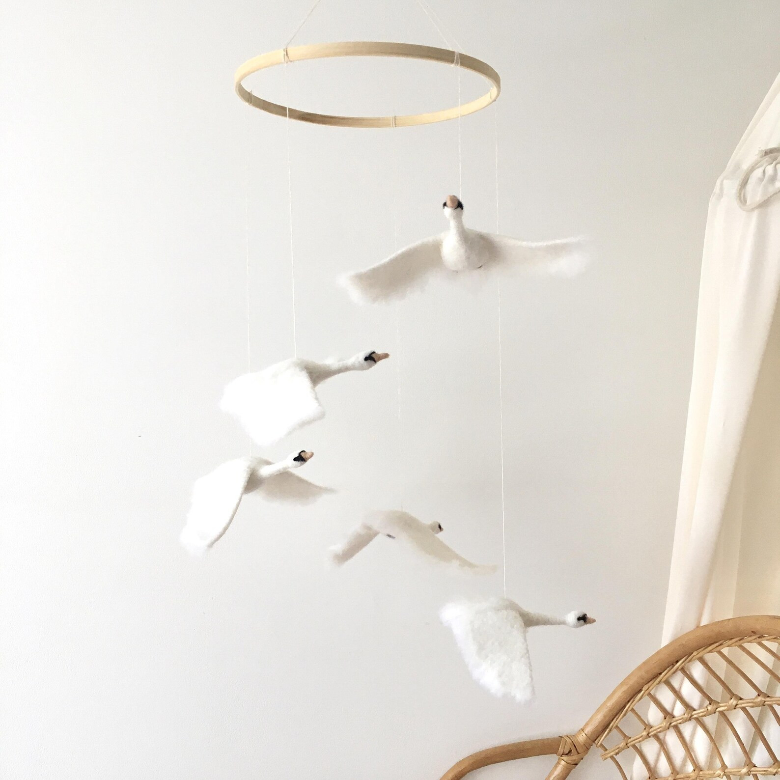 Baby Mobile Swan Swan Nursery Mobile Swans Baby Mobile Swan - Etsy | Etsy (US)