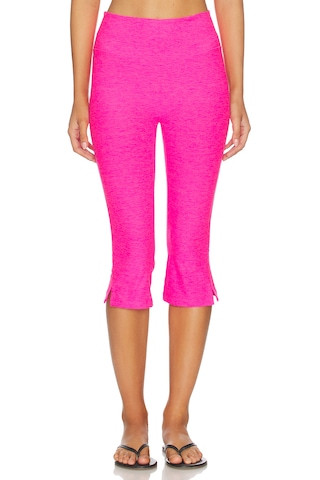 Beyond Yoga Spacedye Midi Rise Slit Pedal Pusher Pants in Pink Glow Heather from Revolve.com | Revolve Clothing (Global)