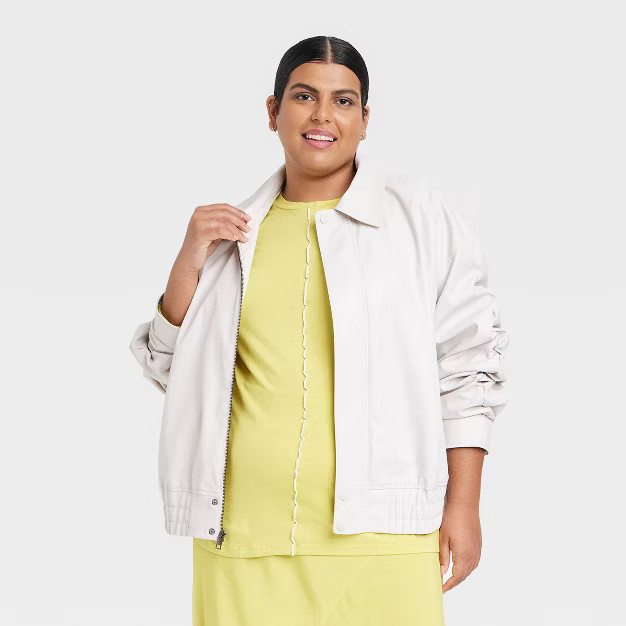Women's Plus Size Faux Leather Bomber Jacket - Ava & Viv™ | Target
