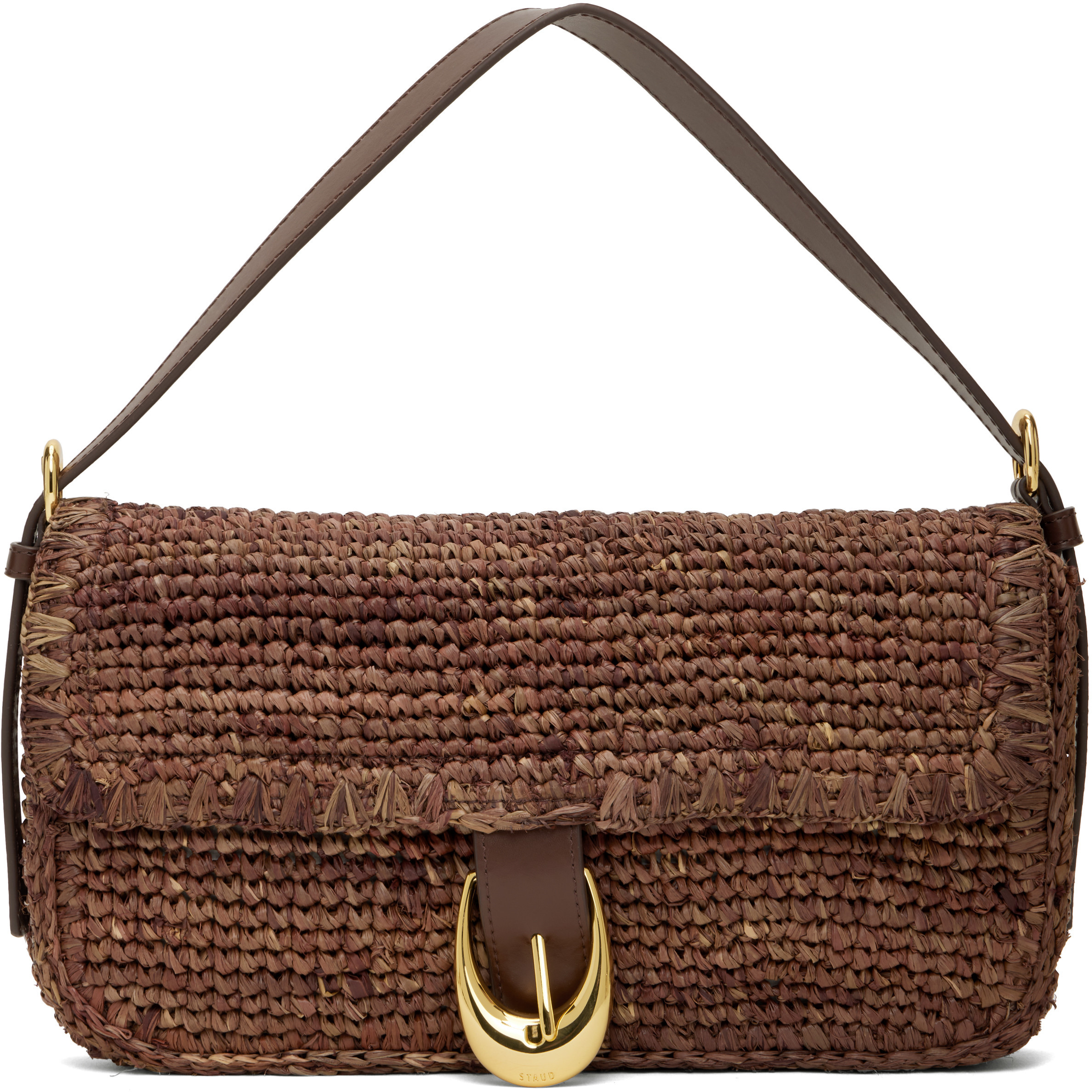 Staud Brown Harlow Raffia Bag | SSENSE