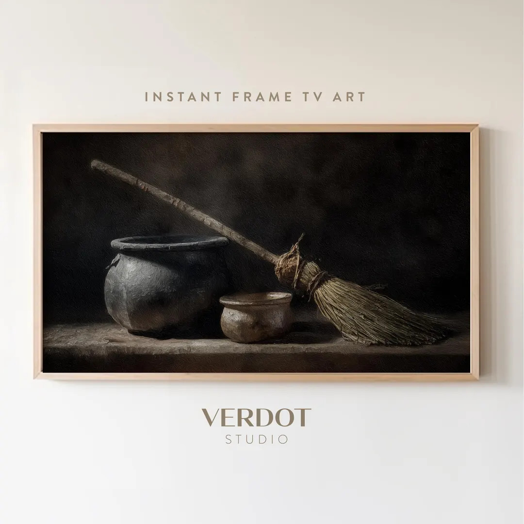 Witch Cauldron Frame TV Art, Halloween Decor, Witch Painting, Vintage Style Spooky Halloween Tv A... | Etsy (US)