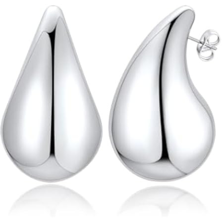 LecAit 14K Gold Chunky Waterdrop Earrings for Women,Lightweight Big Teardrop Hollow Drop Dangle E... | Amazon (CA)
