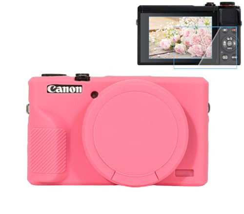 Pocoukate Case for Canon G7X Mark III Camera, Soft Silicone Protective Cover Skin with Removable Lens Cover for Powershot G7X Mark iii, Silicone Case with G7X3 Screen Protector Accessories - Rose | Amazon (US)