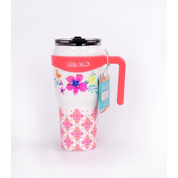 The Pioneer Woman 40oz Stainless Steel Insulated Roadster Tumbler Pink Folk Geo | Walmart (US)