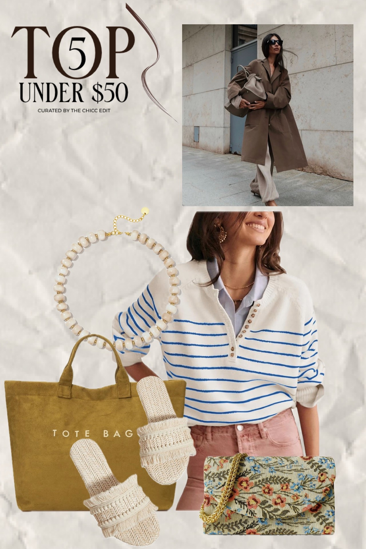 Top 🔝 five under $50 🤎

#sweater #necklace #totebag #slides #quiltedbag

#LTKgrwm #LTKootd #LTKOver40