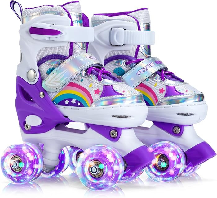 Girls Roller Skates for Kids Beginners 4 Size Adjustable Roller Skates, Light UP 8 Wheels for Gir... | Amazon (US)