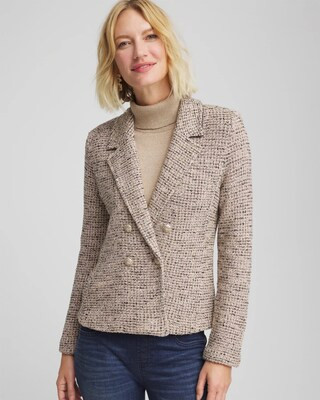 Women's Double Breasted Tweed Blazer in Taupe | Chico's | Chico's