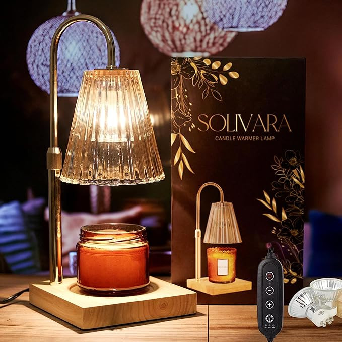 SOLIVARA Candle Warmer Lamp, Electric Candle Warmer, Timer, Dimmer,2 PCS 50W Bulbs, Bedroom Home ... | Amazon (US)