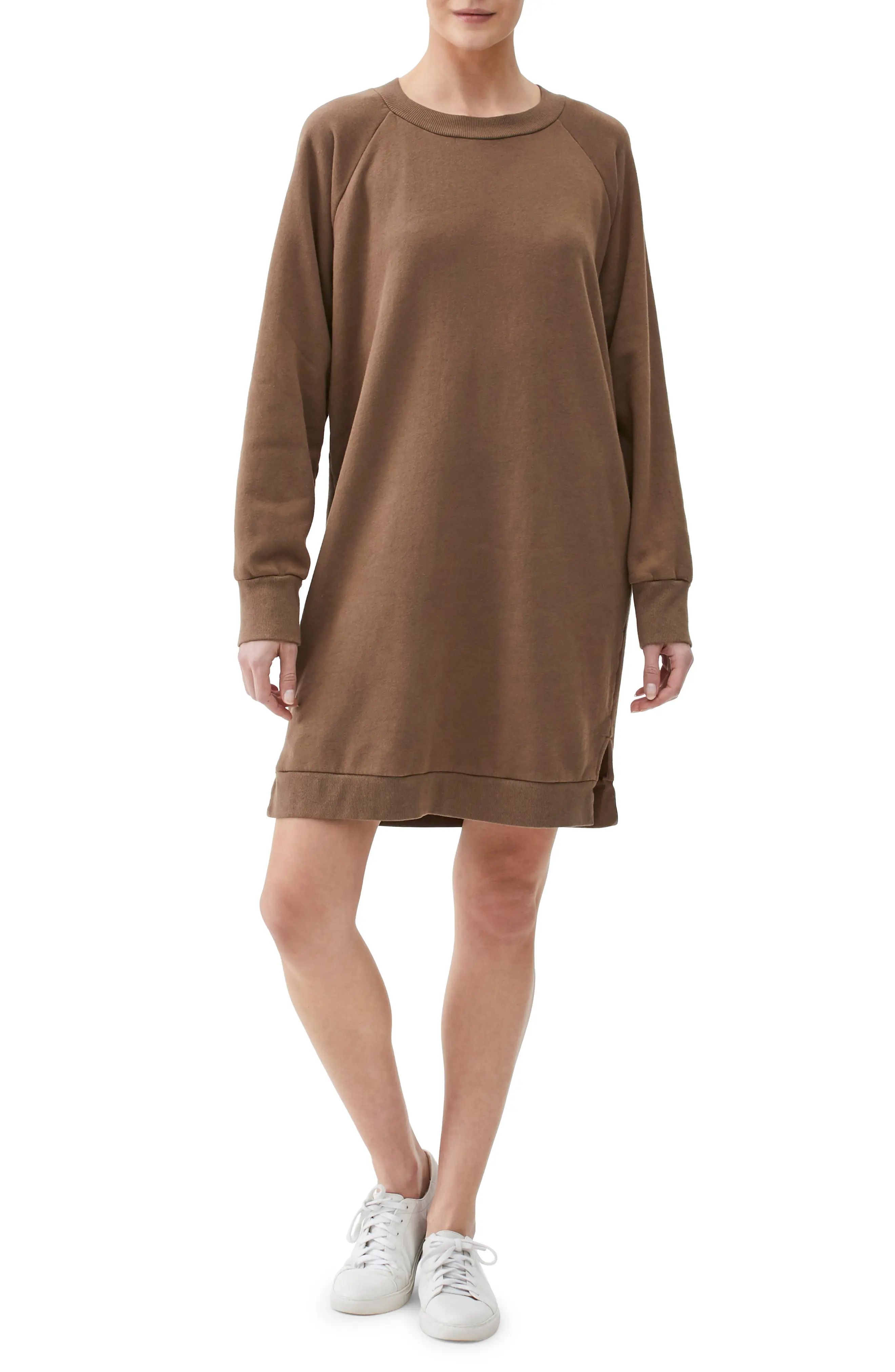 Michael Stars Lolly Balloon Sleeve Sweatshirt Dress in Woodchip at Nordstrom, Size X-Small | Nordstrom