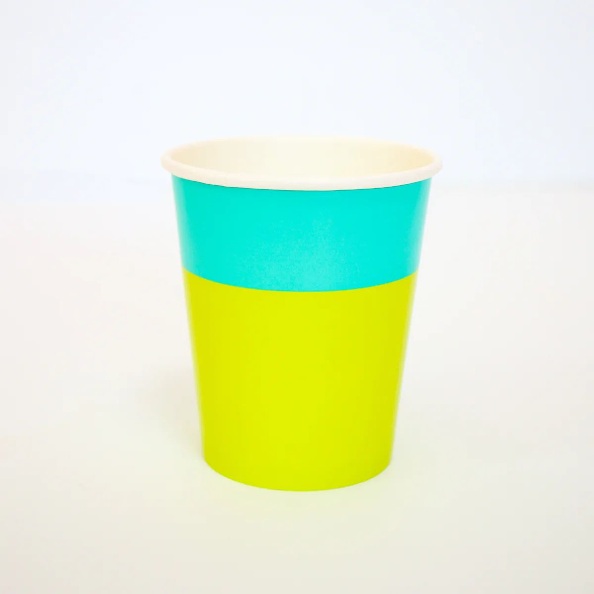 Color Blocked Paper Cups - Lime Green/Turquoise | Ellie and Piper