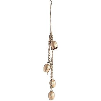 The Wooden Town Four Bells Cluster on Rope, Wrought Iron Bell Chime Handmade Rustic Gold Finish W... | Amazon (US)