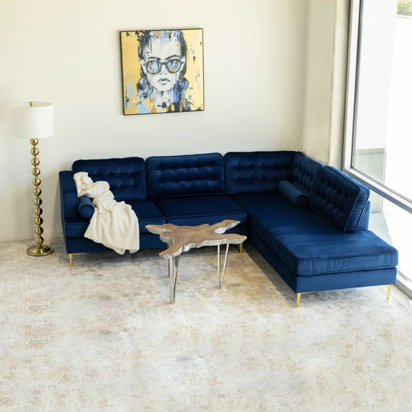 Bruno 101" Wide Velvet Sofa & Chaise | Wayfair North America