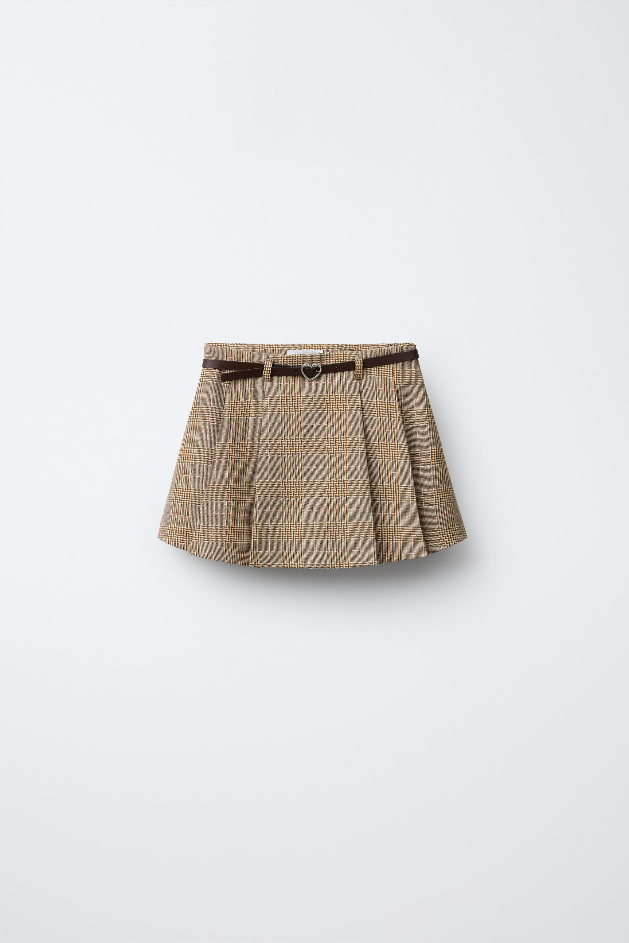 PLAID BELTED SKORT | Zara US