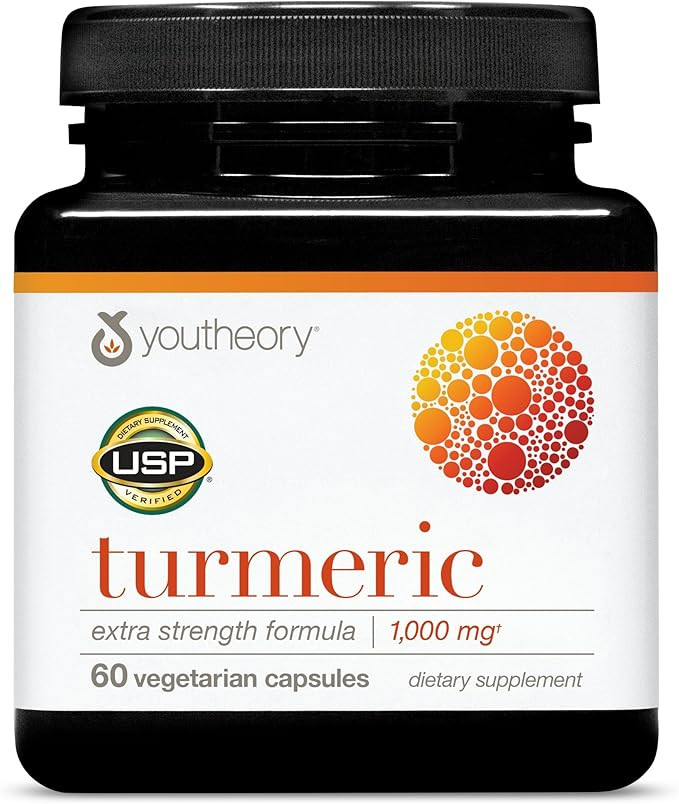 Youtheory Turmeric Extra Strength - 1,000 mg Turmeric Supplement - with 10 mg Black Pepper - Curc... | Amazon (US)