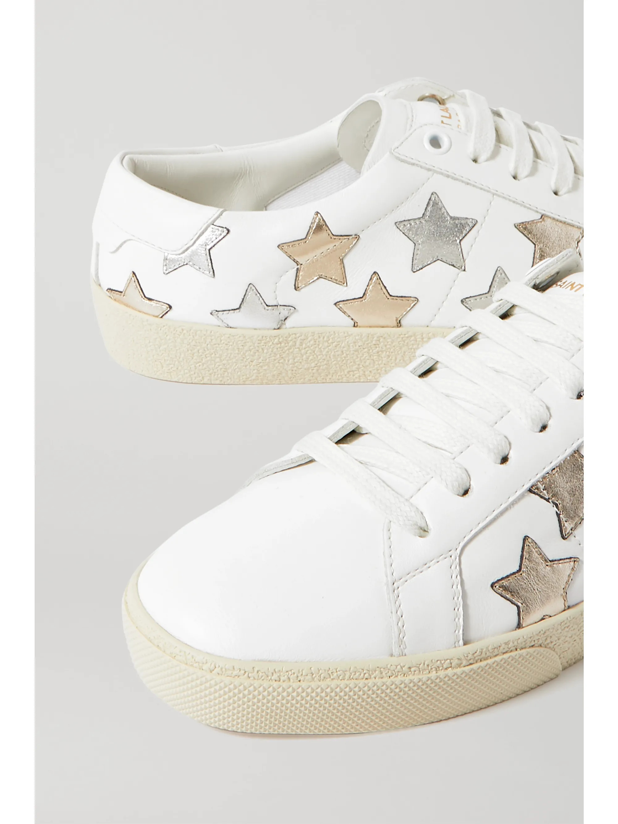 Court Classic appliquéd metallic-trimmed leather sneakers | NET-A-PORTER (UK & EU)