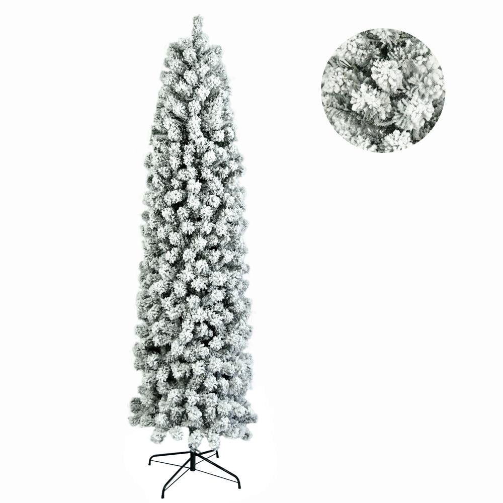 Ktaxon 7.5FT Artificial Slim Pencil Flocked Christmas Tree, with 641 Tips - Walmart.com | Walmart (US)