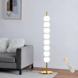 Column 47.2 in. Gold Modern 8-Light Floor Lamp Dimmable Integrated Standard LED Floor Lamp for Living Room Bedroom | The Home Depot