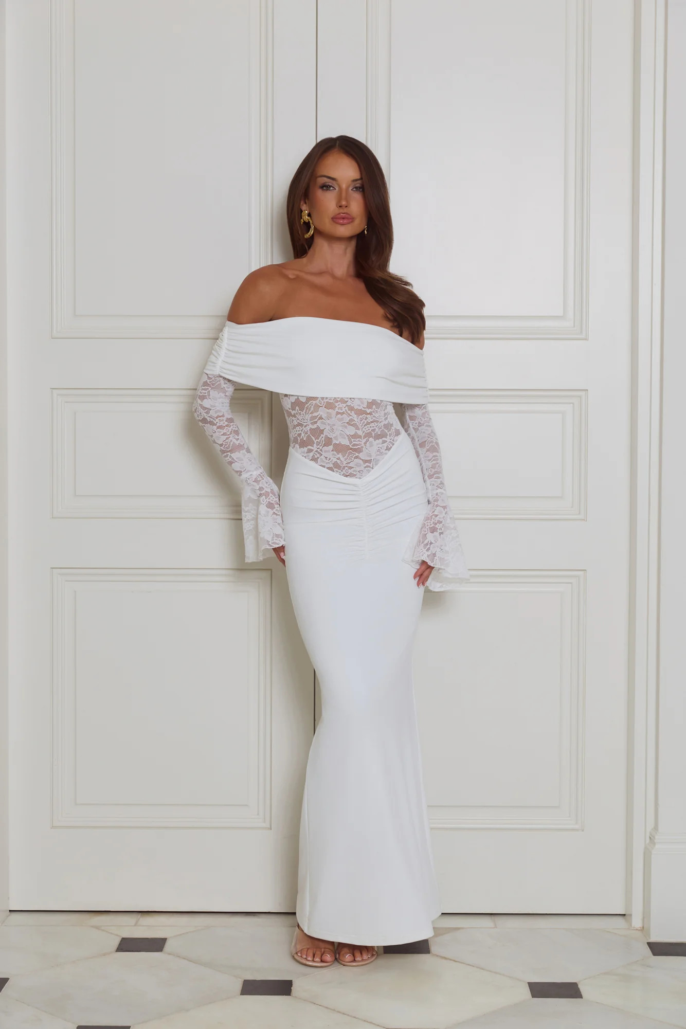 Luxe Temptress Off Shoulder Maxi Dress White | Hello Molly (US)