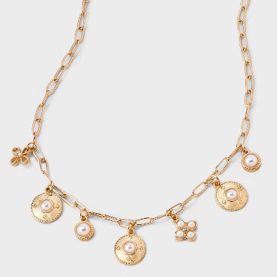 Pearl Charm Necklace - A New Day™ Gold | Target
