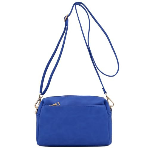 FashionPuzzle Triple Zip Small Crossbody Bag (Royal Blue) | Amazon (US)