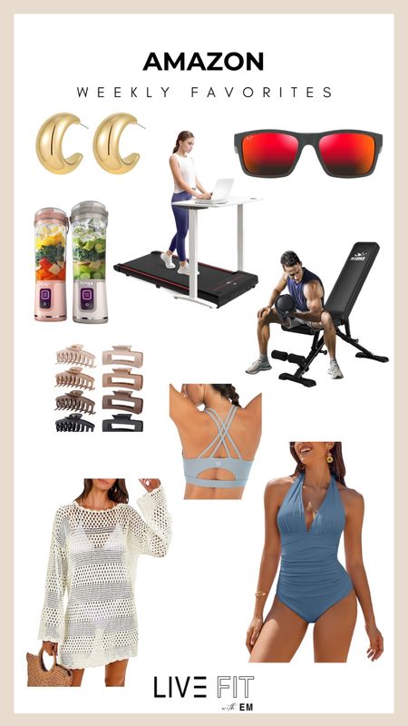 This week’s Amazon favorites blend style and functionality beautifully! 🌟 From trendy oversized gold earrings perfect for summer outings, to essential fitness gear like treadmills and workout benches for staying active at home. Blend up your health goals with the Ninja blender, and soak up the sun in stylish swimwear. Don't miss out on these top picks to elevate your lifestyle effortlessly! #AmazonFinds #WeeklyFavorites #StayFit #SummerStyle ✨

#LTKSeasonal #LTKHome #LTKSaleAlert