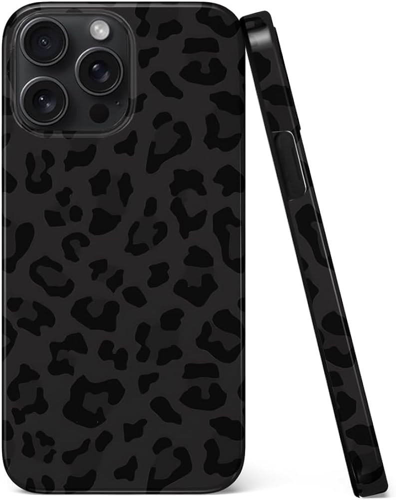 Compatible with iPhone 15 Pro Max Case Black Gray Leopard Design Protective Shockproof Slim TPU S... | Amazon (US)