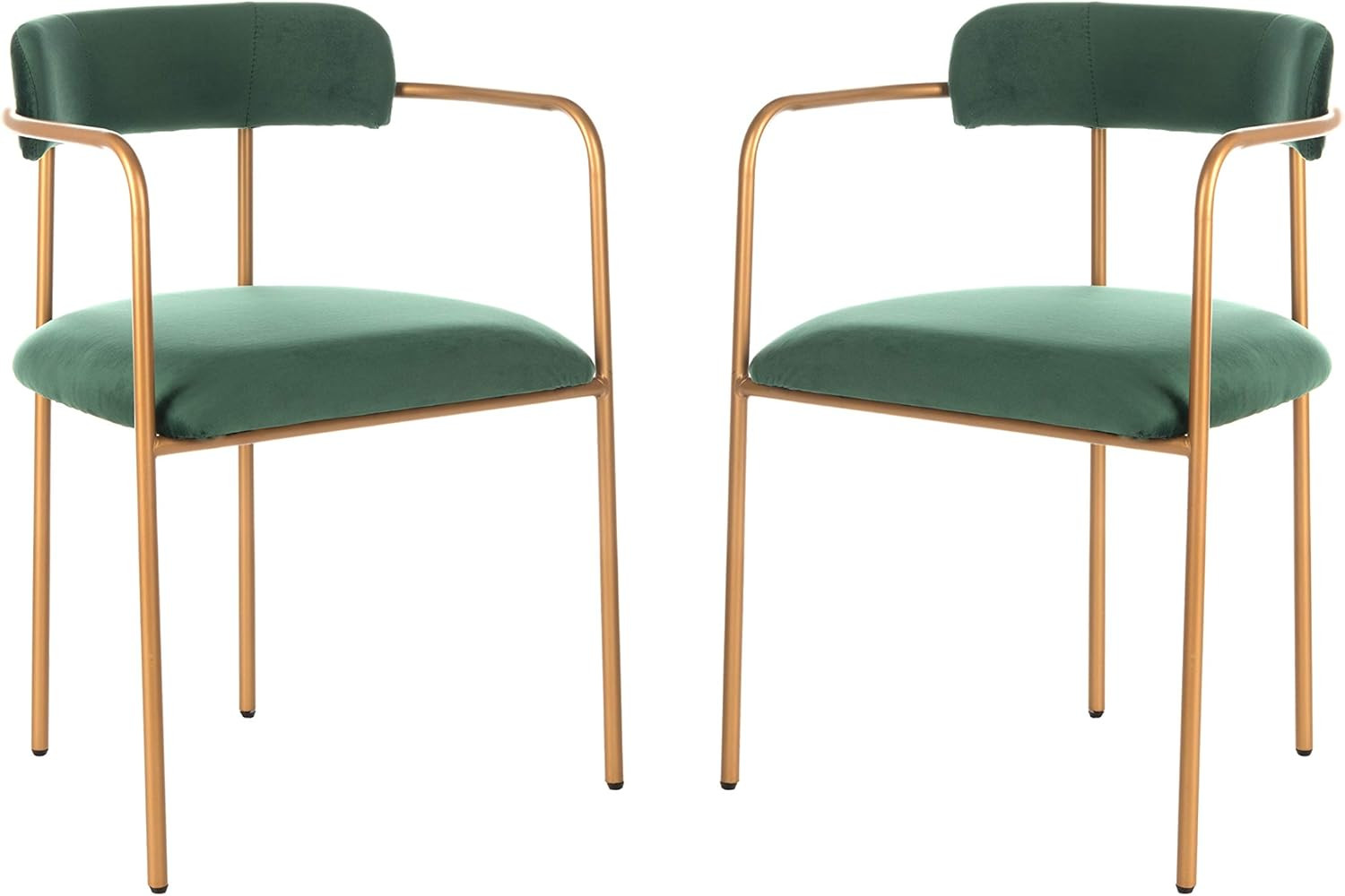 Safavieh Home Camille Malachite Green Velvet and Gold Low Back Side Chair, Set of 2 | Amazon (US)